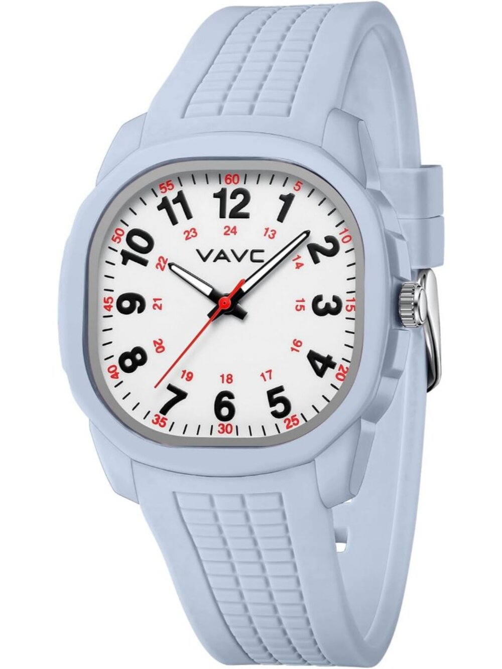 Women's Light Blue Comfortable Case Silicone Band Easy to Read Dial Watch
